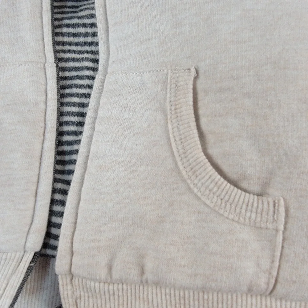 Carters Baby Vest Oatmeal Heather Hooded Teddy‎ Bear Ears Zip Up 9M LCE15526